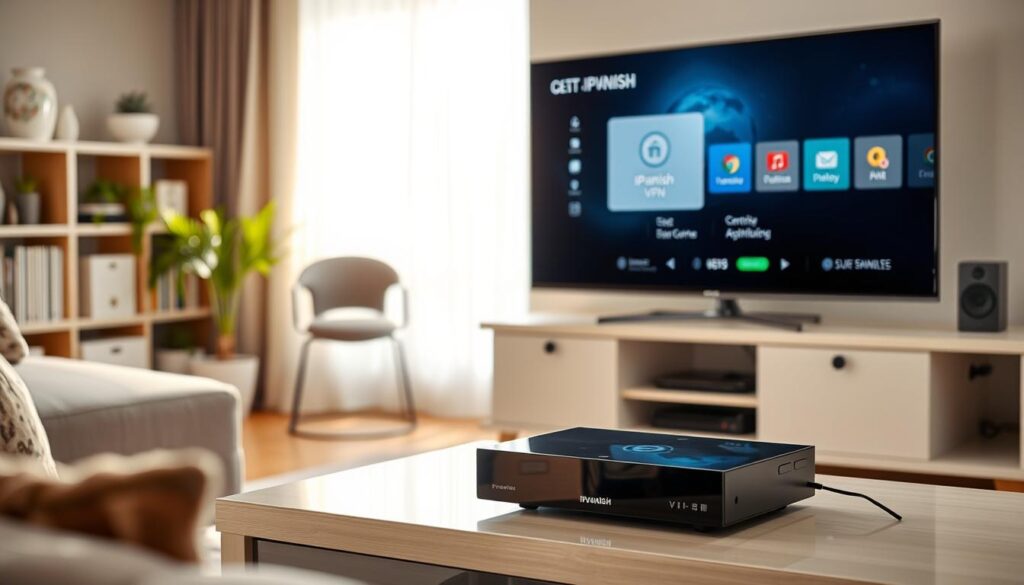 Generate an image of IPVanish VPN interface on a streaming device