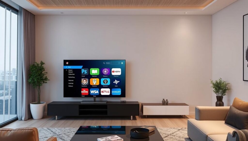 Generate an image of the XtreamView IPTV interface on a screen.