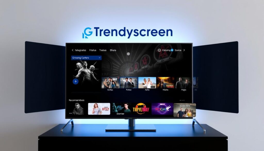 Generate an image representing Trendyscreen's IPTV service, showcasing its interface and content offerings.