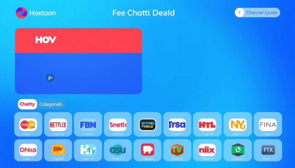 Generate an image showing Hoxtoon IPTV's channel guide.