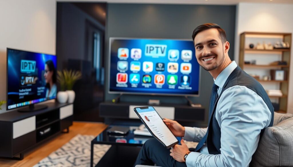 Image of a person setting up iptv org on a smart TV