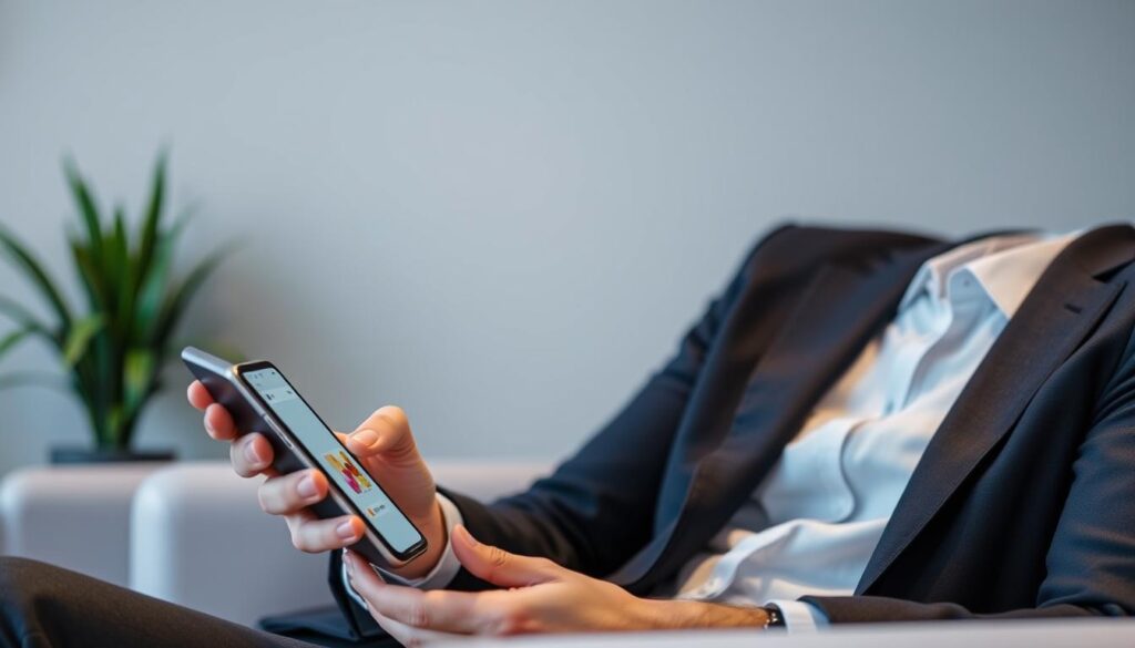 Create an image showing a person easily navigating through TiVistation's intuitive menu on their device.