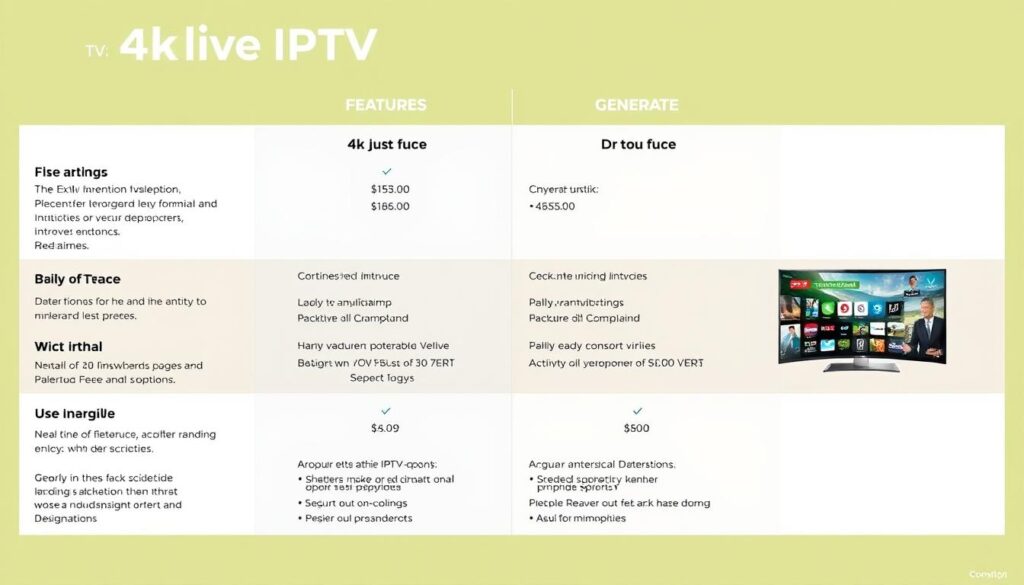 Generate an image comparing 4klive iptv with other IPTV services