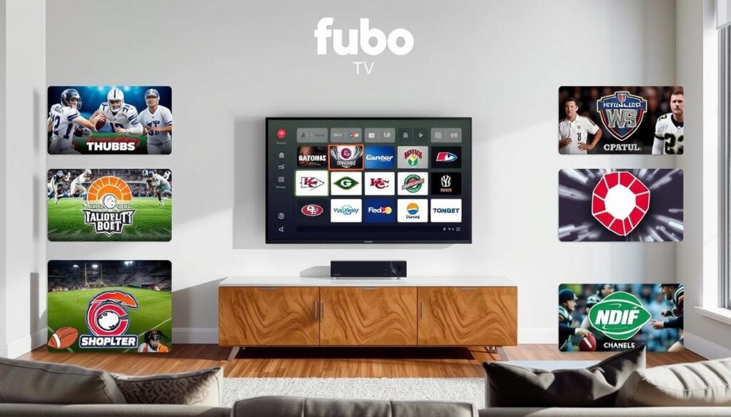 Generate an image of Fubo TV's sports channels.
