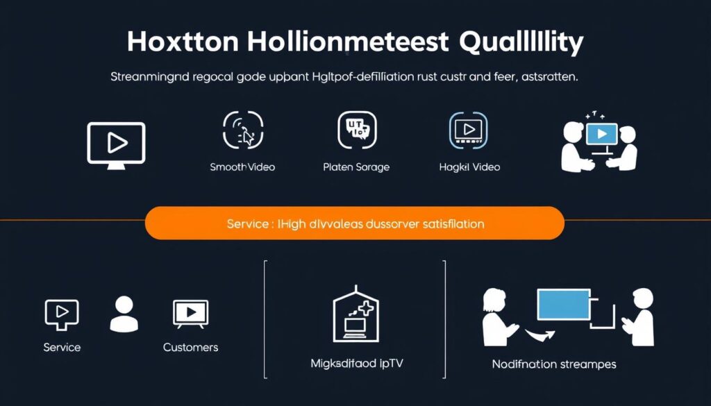 Generate an image of Hoxtoon IPTV's streaming quality, highlighting its technical reliability and customer satisfaction.