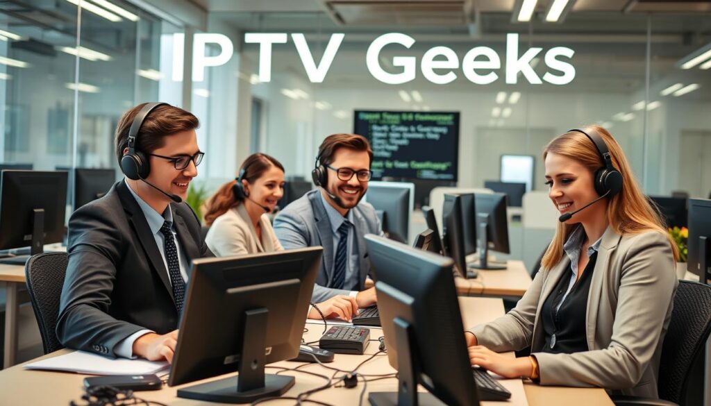 Generate an image of IPTV Geeks' customer support team