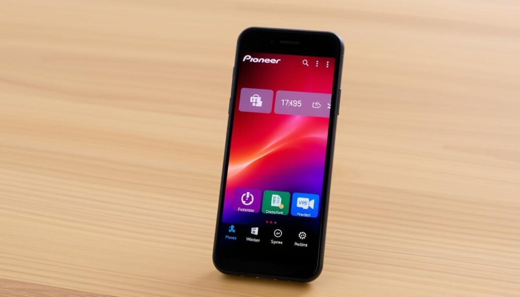 Generate an image of Pioneer TV's interface on a mobile device