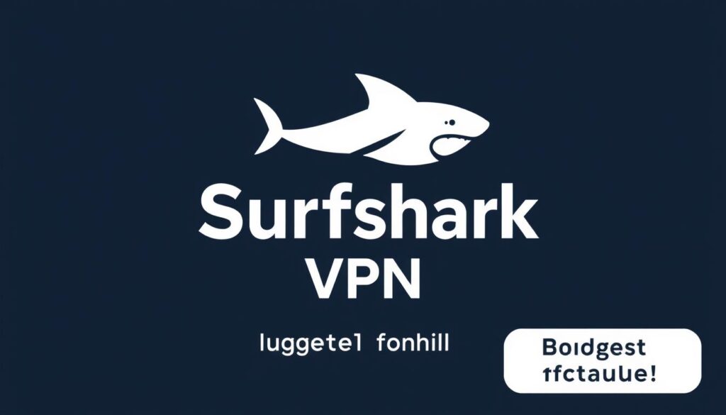 Generate an image of Surfshark VPN logo with a budget-friendly tag