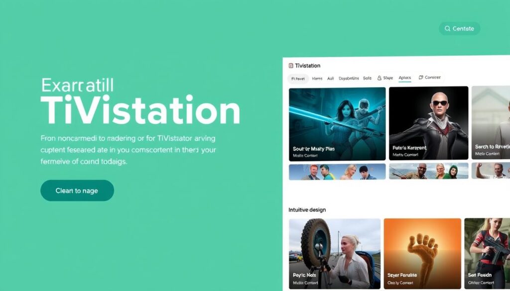 Generate an image of TiVistation's user interface, highlighting its premium content selection and user-friendly design.