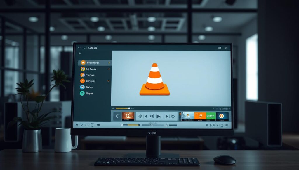 Generate an image of VLC Media Player interface on a computer screen