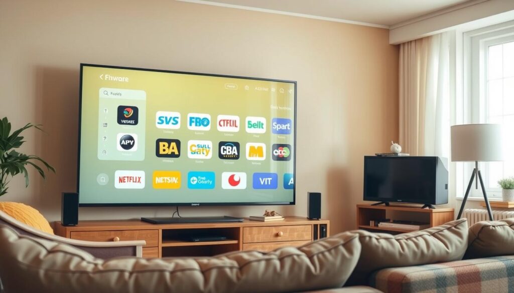 Generate an image of a budget-friendly TV screen with channels