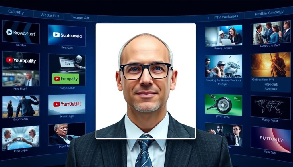 Generate an image of a person choosing from various IPTV packages Generate an image of a person choosing from various IPTV packages