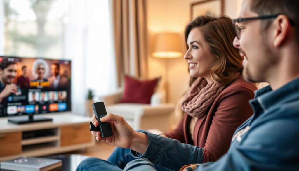 Generate an image of a person using Very Local on their FireStick. Generate an image of a person using Very Local on their FireStick.