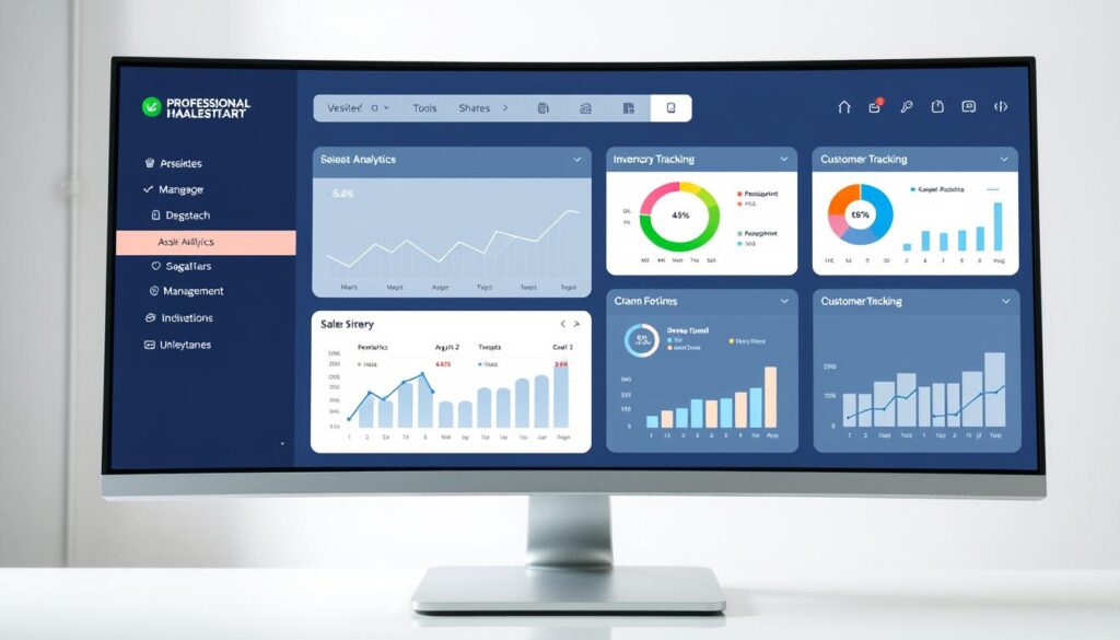 Generate an image of a reseller dashboard with various management tools.