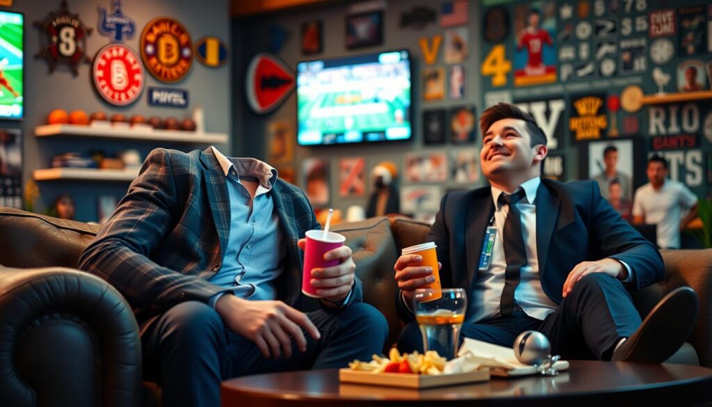 Generate an image of a sports enthusiast enjoying a live game on IPTVTune