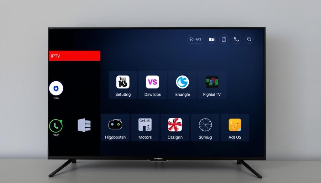 Generate an image of the IPTV Extreme app's user interface on an Android TV screen