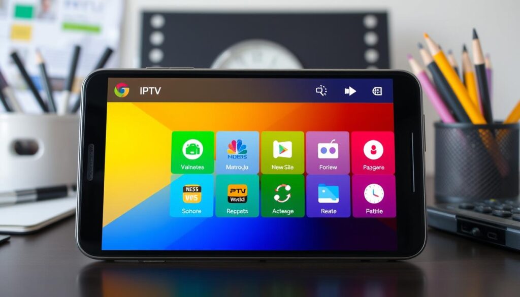 Generate an image of the IPTV Player by Borpas interface on an Android device. Generate an image of the IPTV Player by Borpas interface on an Android device.