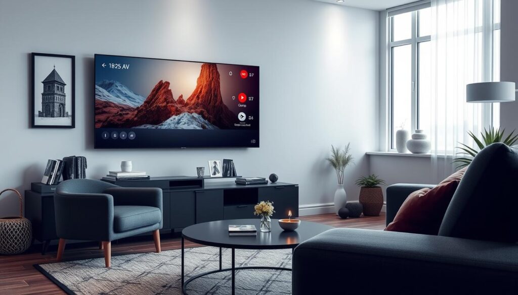 Generate an image of the IPTV Smarters Player interface on a smart TV.