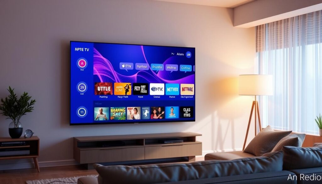 Generate an image of the IPTV Smarters Pro app interface on a smart TV.