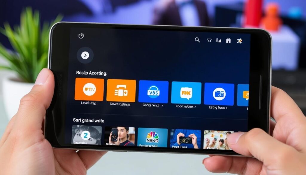 Generate an image of the IPTV Smarters Pro interface on an Android device.