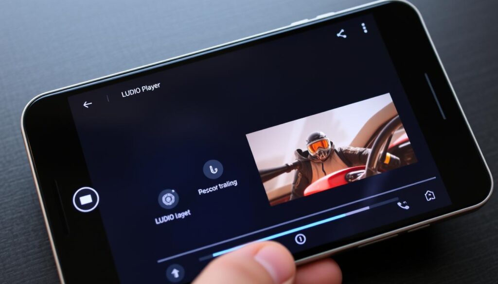 Generate an image of the LUDIO Player interface on an Android device.