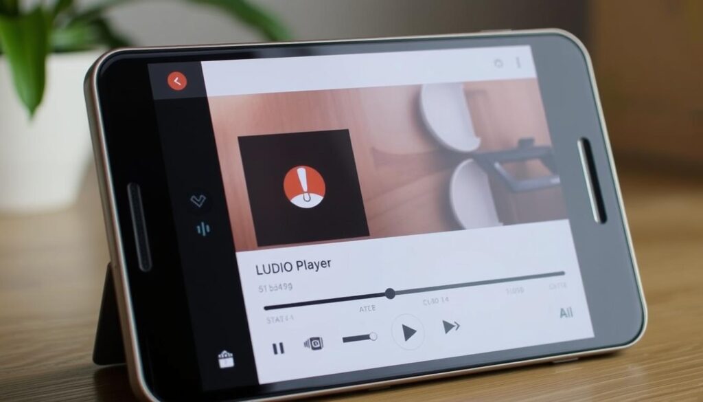 Generate an image of the LUDIO Player interface on an Android device