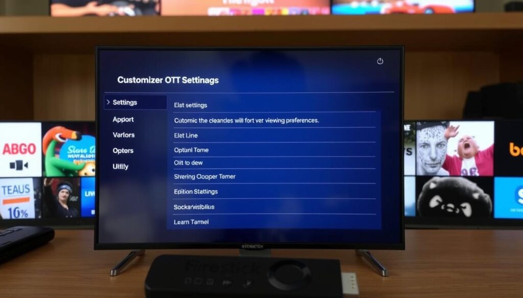 Generate an image of the OTT Navigator app settings menu on a Firestick Generate an image of the OTT Navigator app settings menu on a Firestick