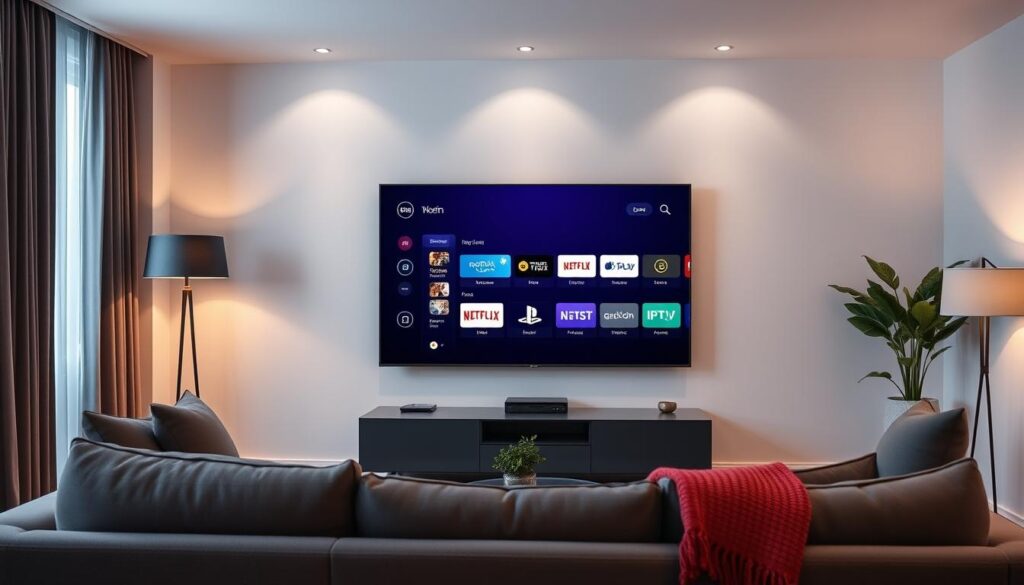 Generate an image of the TiviMate IPTV Player interface on an Android TV screen