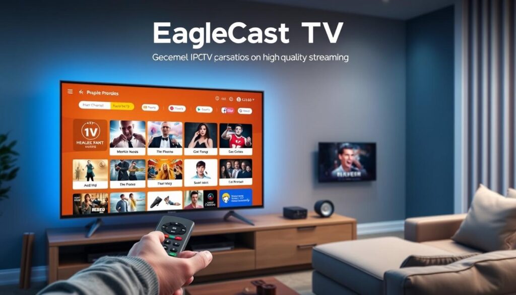 Generate an image representing EagleCast TV's IPTV service