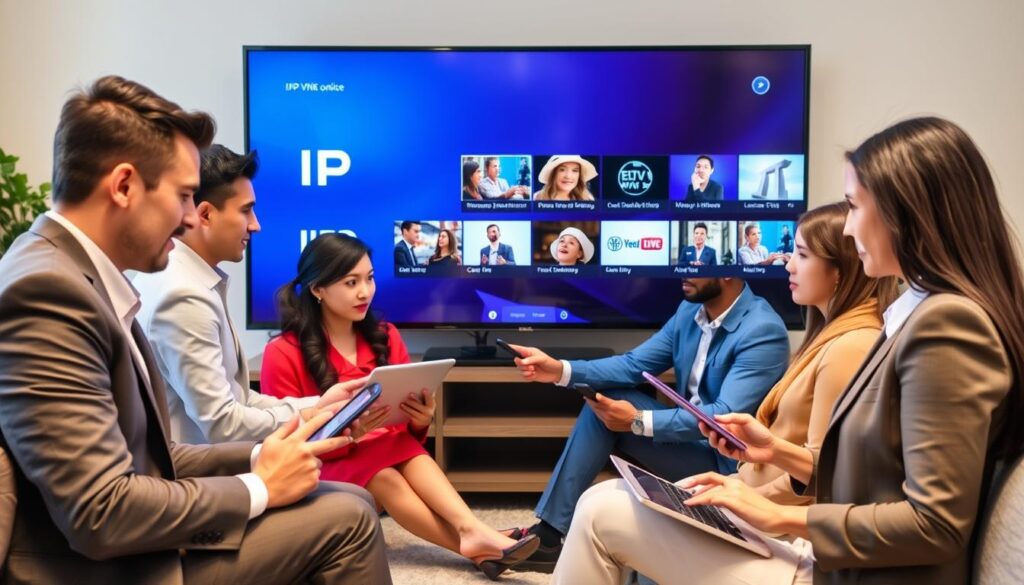 Generate an image representing IPTV streaming with a VPN