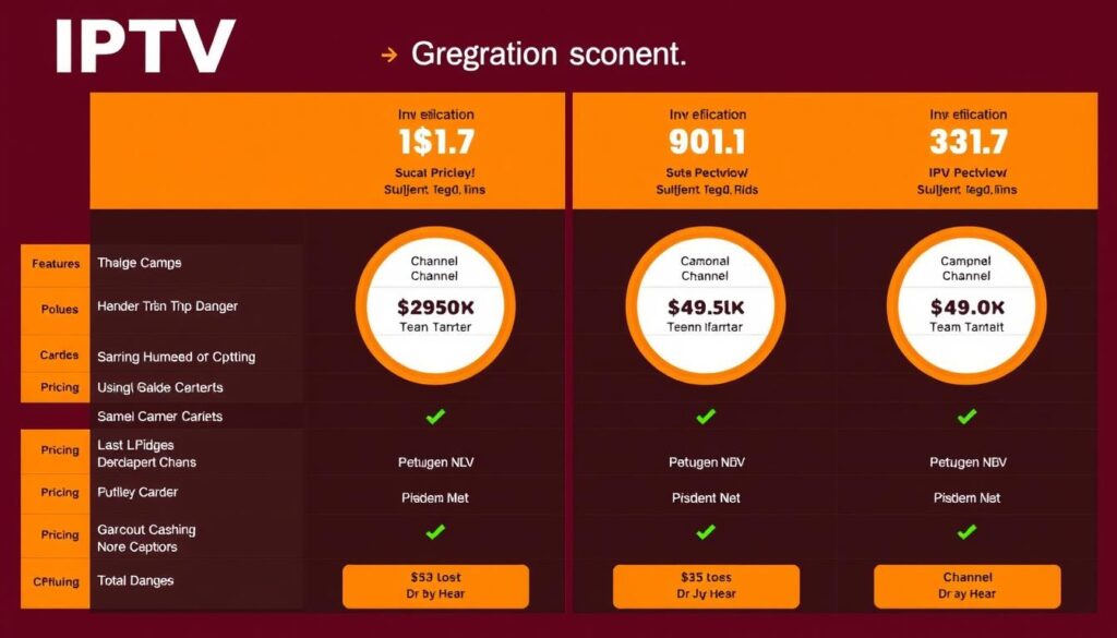 Generate an image representing IPTV subscription plans comparison Generate an image representing IPTV subscription plans comparison