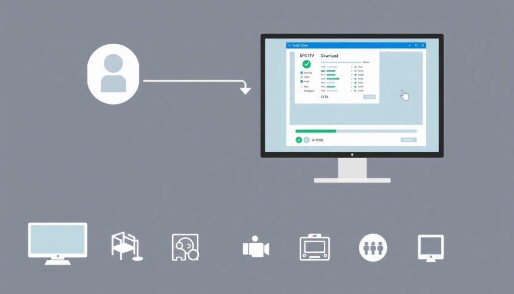 Generate an image representing the process of downloading EPG data for IPTV services.