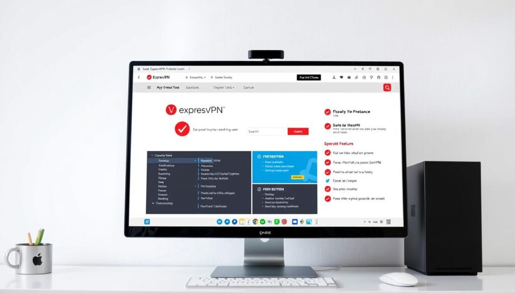 Generate an image showing ExpressVPN's interface on a desktop.