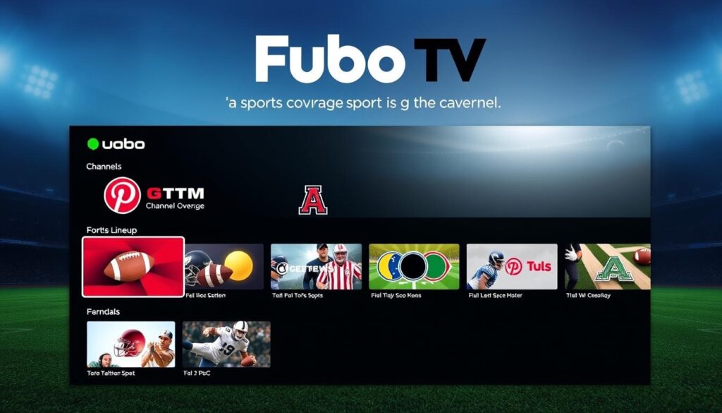 Generate an image showing Fubo TV's sports coverage and channel lineup.