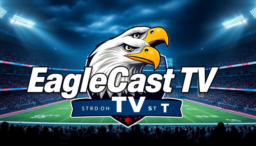 Generate an image that represents EagleCast TV, possibly with an eagle or a theme that signifies freedom and high-quality sports viewing.