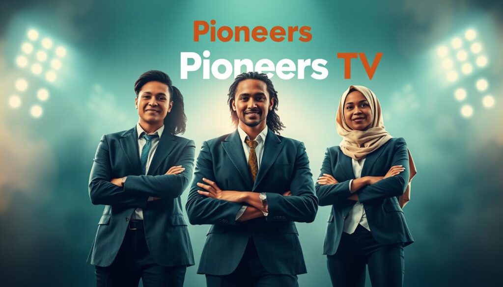 Generate an image that represents Pioneers TV, possibly with a pioneering or trailblazing theme related to sports.