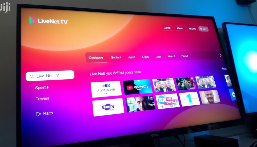 Image of Live Net TV interface on a screen