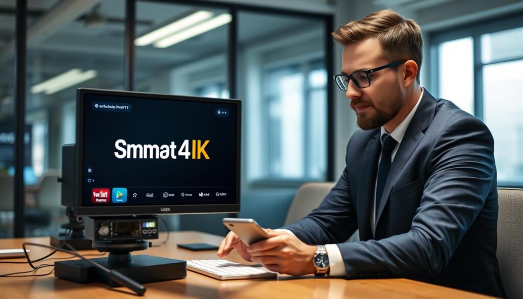 Image of a person setting up Smart4K IPTV on their device