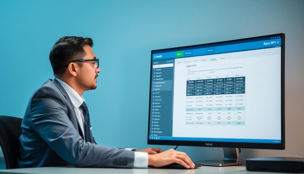 Image of a person setting up an IPTV reseller panel on a computer