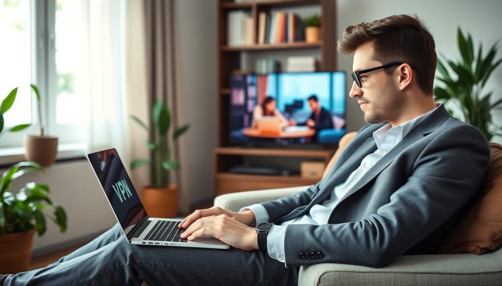Image of a person streaming their favorite show with a VPN connected