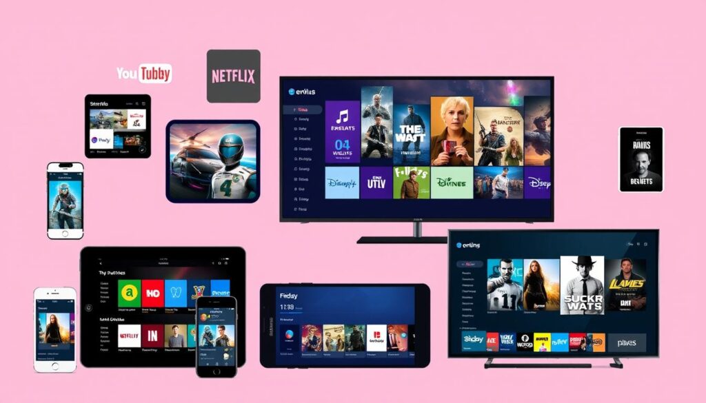 Image of various unofficial IPTV services on different devices