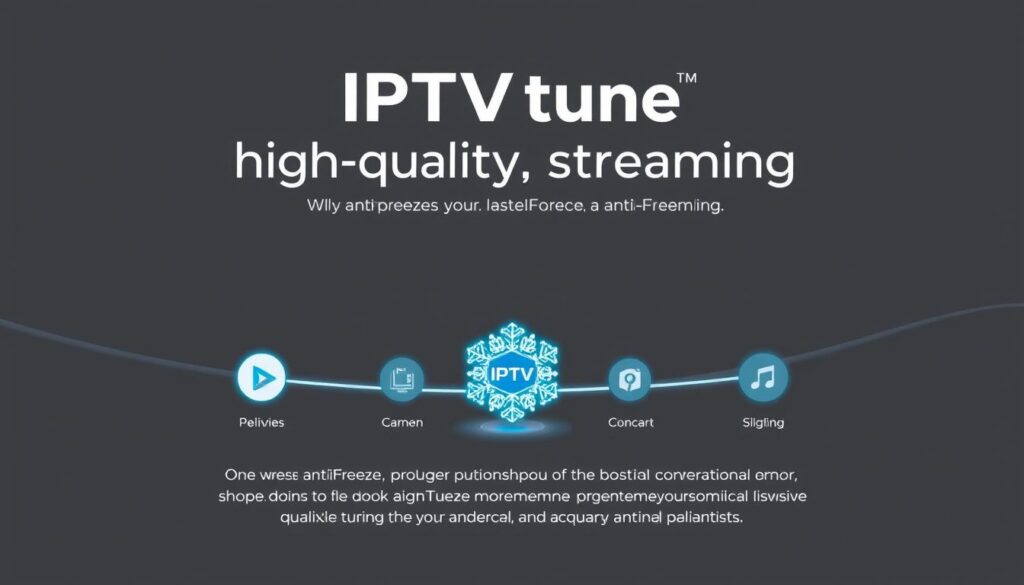 Generate an image illustrating IPTVtune's commitment to streaming <strong>quality</strong>, with a focus on its AntiFreeze technology.