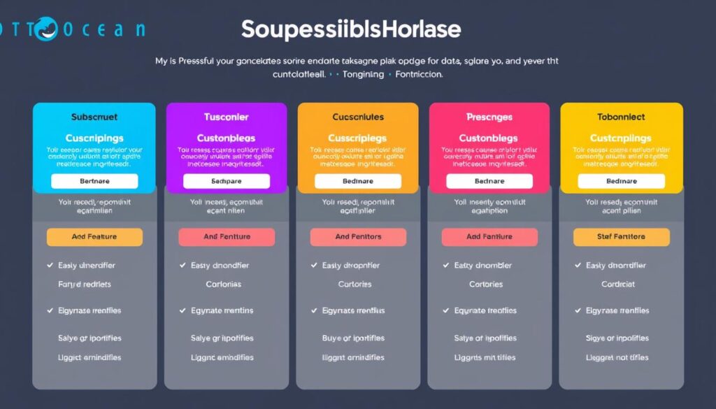 Generate an image illustrating OTTOcean's various subscription packages and their customizable options.