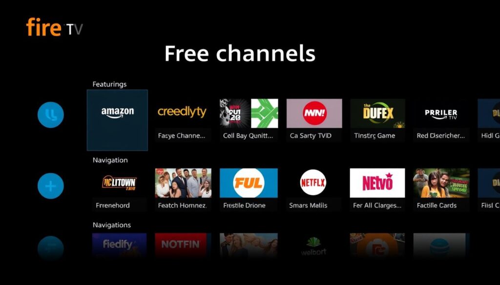 Generate an image of Fire TV's free channels page. Generate an image of Fire TV's free channels page.