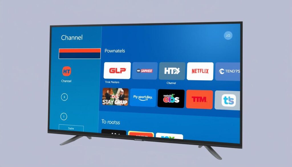 Generate an image of Sling TV's customizable channel selection interface.