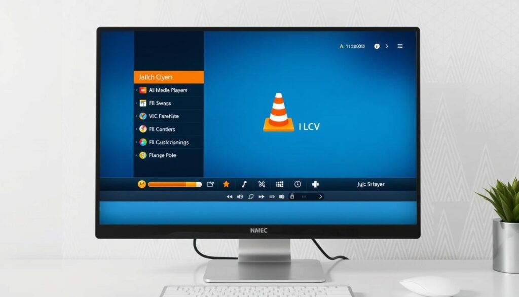 Generate an image of VLC Media Player interface on a computer screen, showcasing its IPTV streaming capabilities.