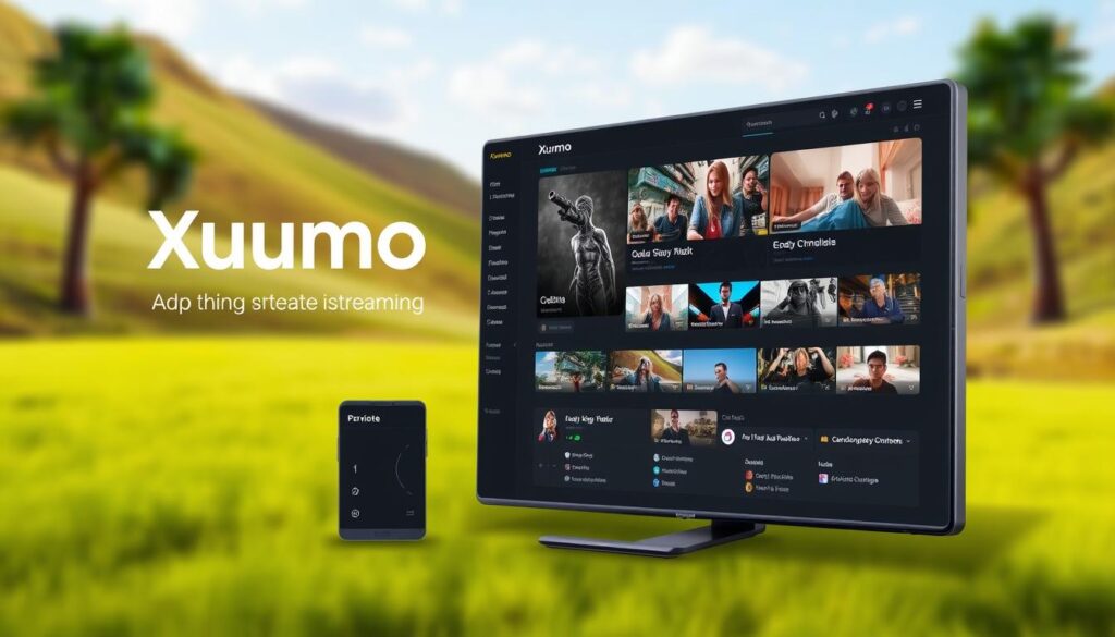 Generate an image of Xumo's streaming interface. Generate an image of Xumo's streaming interface.
