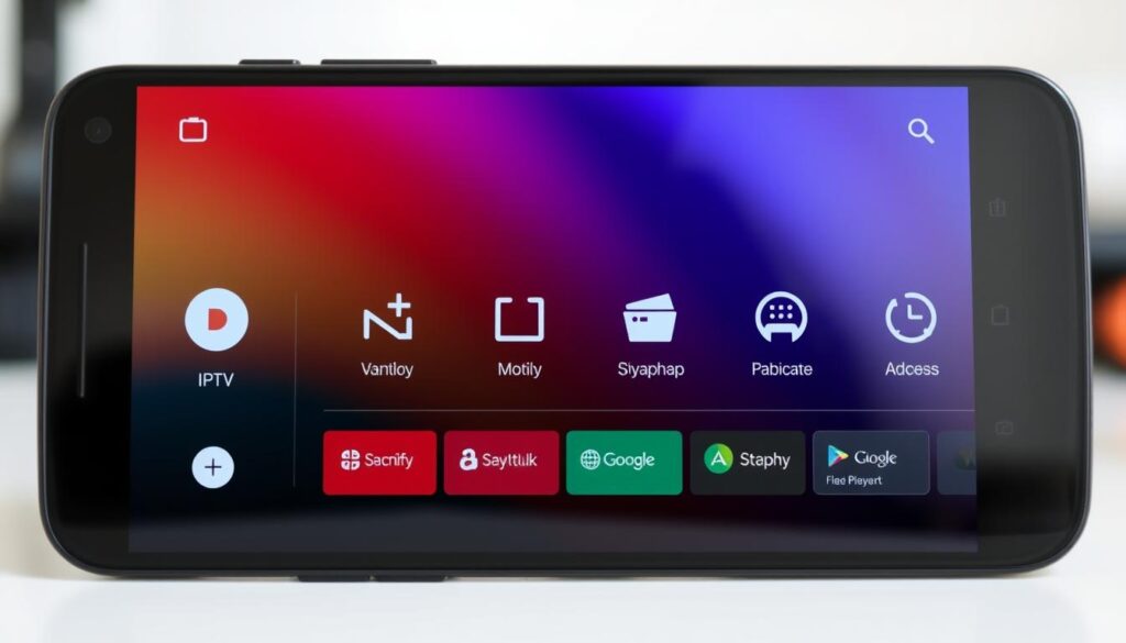 Generate an image of a beginner-friendly IPTV player interface on an Android device