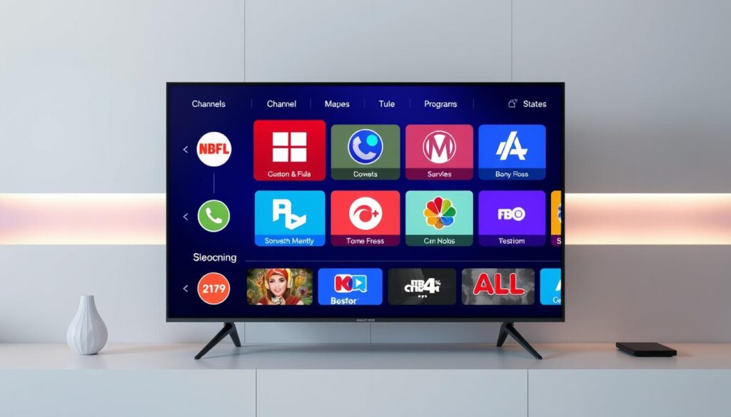 Generate an image of a user-friendly TV guide interface on a screen