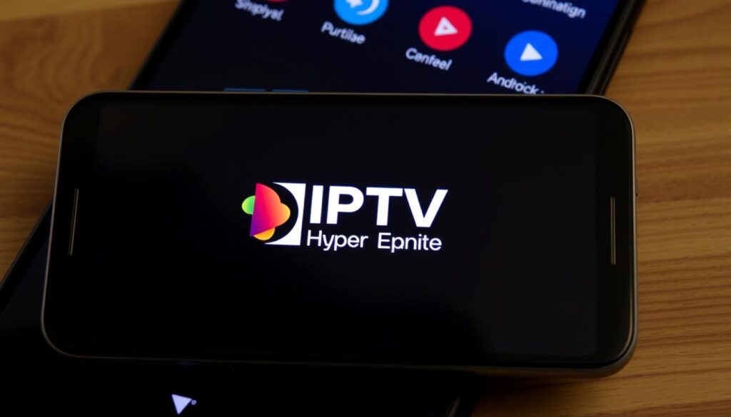 Generate an image of the IPTV Player Expert - Smart 4K app logo on an Android device screen.